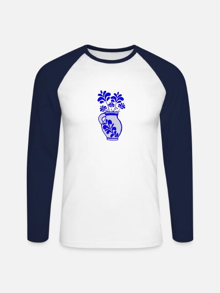 Bembel Flower - Unisex Long Sleeve Baseball T-Shirt - white/navy