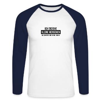 Ich erziehe kleine Menschen - Unisex Baseballshirt langarm - Weiß/Navy - Vorne - Nik (191cm)