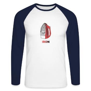 Iron - Unisex Long Sleeve Baseball T-Shirt - white/navy - Front - Nik (191cm)