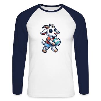 Ziegen Volleyball Team Spieler Sport - Unisex Baseballshirt langarm - Weiß/Navy - Vorne - Nik (191cm)