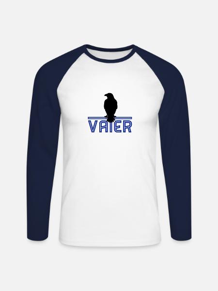 Rabenvater - Unisex Baseballshirt langarm - Weiß/Navy