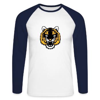 tigre animal sauvage 28012 - T-shirt baseball manches longues Homme - blanc/marine - Devant - Nik (191cm)