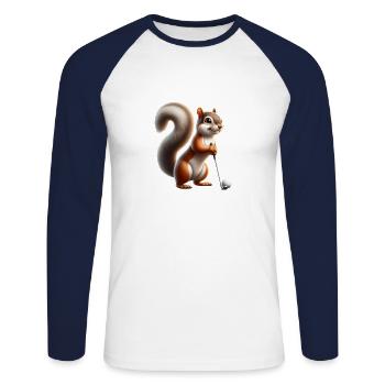 Golfer, Squirrel, Nuts, Animal Lover - Unisex Long Sleeve Baseball T-Shirt - white/navy - Front - Nik (191cm)
