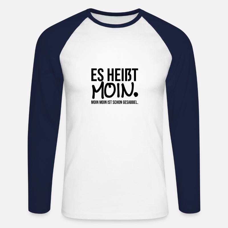 Es heisst Moin - Unisex Baseballshirt langarm - Weiß/Navy