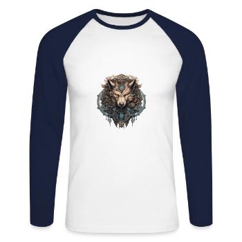 Wolfenkreis - Unisex Long Sleeve Baseball T-Shirt - white/navy - Front - Nik (191cm)