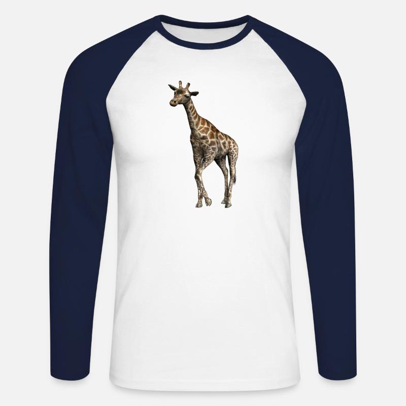 Giraffe - Unisex Baseballshirt langarm - Weiß/Navy