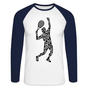 Entraîneur de tennis Symboles Joueur de tennis Garçons Tennis - T-shirt baseball manches longues Homme - blanc/marine - Devant - Nik (191cm)