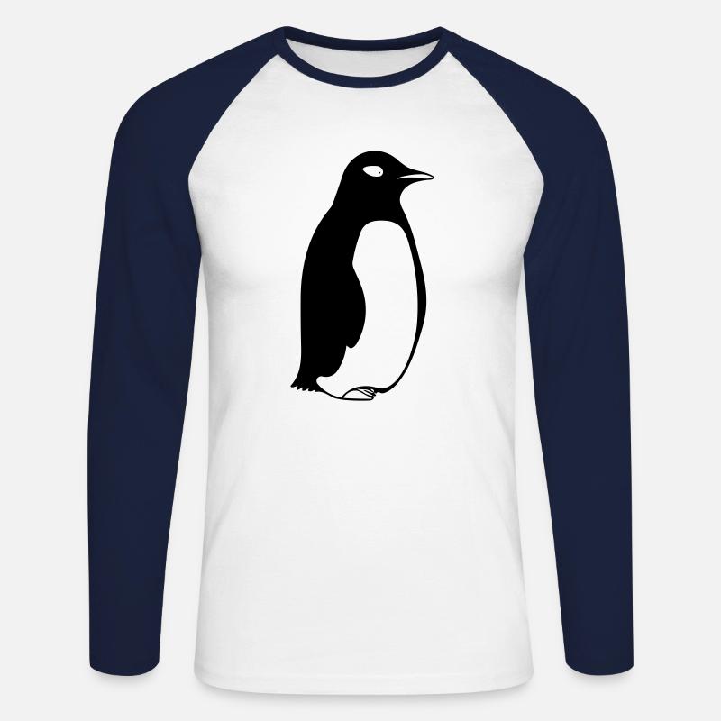 Pinguin - Unisex Baseballshirt langarm - Weiß/Navy