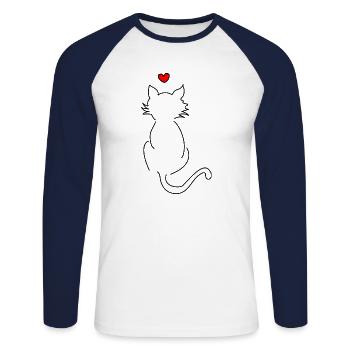Wir lieben Katzen - Unisex Baseballshirt langarm - Weiß/Navy - Vorne - Nik (191cm)