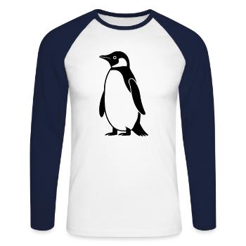 Pingouin - T-shirt baseball manches longues Homme - blanc/marine - Devant - Nik (191cm)