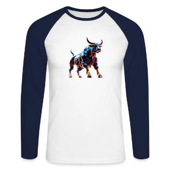 Bull - Unisex Long Sleeve Baseball T-Shirt - white/navy - Front - Nik (191cm)