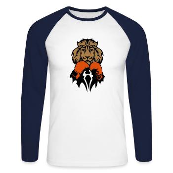 lion boxeur gant boxe - T-shirt baseball manches longues Homme - blanc/marine - Devant - Nik (191cm)