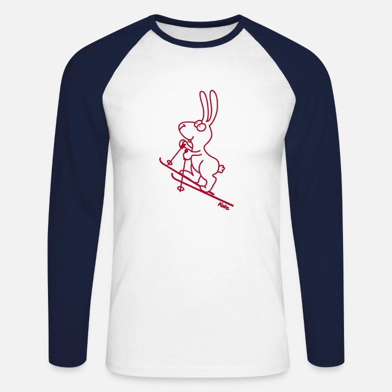 Skitour Hase - Unisex Baseballshirt langarm - Weiß/Navy