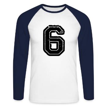 6 - Unisex Baseballshirt langarm - Weiß/Navy - Vorne - Nik (191cm)