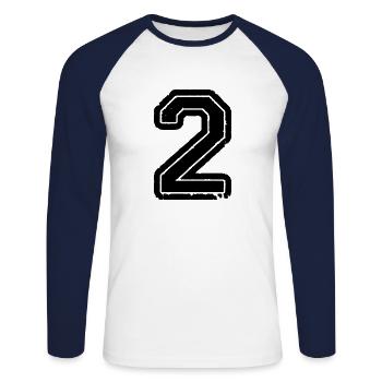 2 - T-shirt baseball manches longues Homme - blanc/marine - Devant - Nik (191cm)