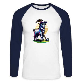 Goat Golfer Golf Course Dogs Owner - Unisex Long Sleeve Baseball T-Shirt - white/navy - Front - Nik (191cm)