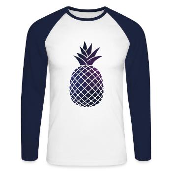 Space pineapple - Unisex Long Sleeve Baseball T-Shirt - white/navy - Front - Nik (191cm)