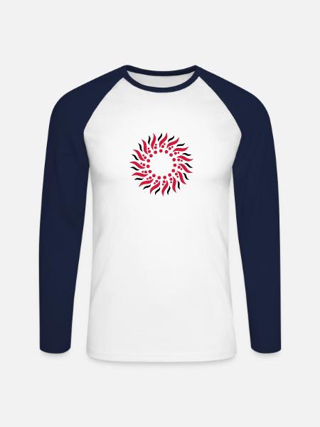 Psychedelic sun - T-shirt baseball manches longues Homme - blanc/marine