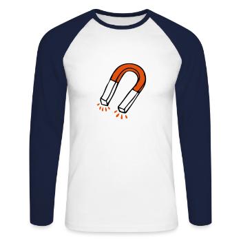 Magnet 1 - Unisex Baseballshirt langarm - Weiß/Navy - Vorne - Nik (191cm)