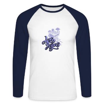 Las Vegas - T-shirt baseball manches longues Homme - blanc/marine - Devant - Nik (191cm)