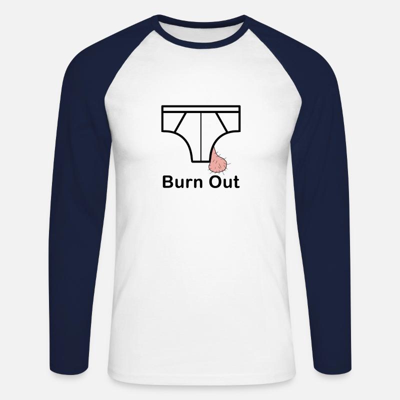 Burn (e) Out - Unisex Baseballshirt langarm - Weiß/Navy