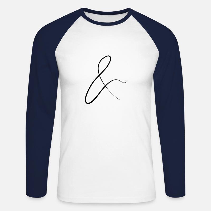 and characters in cursive script - Unisex Long Sleeve Baseball T-Shirt - white/navy