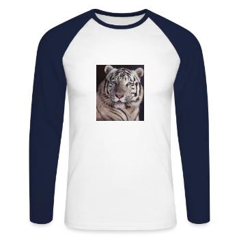 tigre blanc - T-shirt baseball manches longues Homme - blanc/marine - Devant - Nik (191cm)