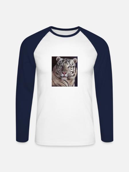 tigre blanc - T-shirt baseball manches longues Homme - blanc/marine