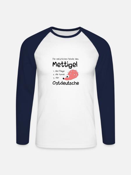Feinde des Mettigel - Unisex Baseballshirt langarm - Weiß/Navy