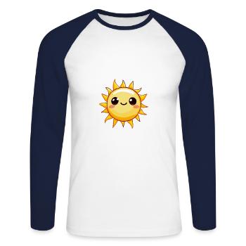 Sun - Unisex Long Sleeve Baseball T-Shirt - white/navy - Front - Nik (191cm)