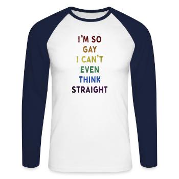 LGBT - Unisex Baseballshirt langarm - Weiß/Navy - Vorne - Nik (191cm)