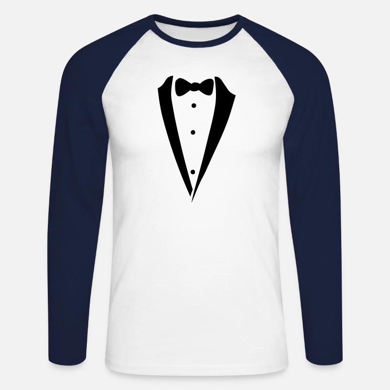 Fliege Kostüm - Unisex Baseballshirt langarm - Weiß/Navy