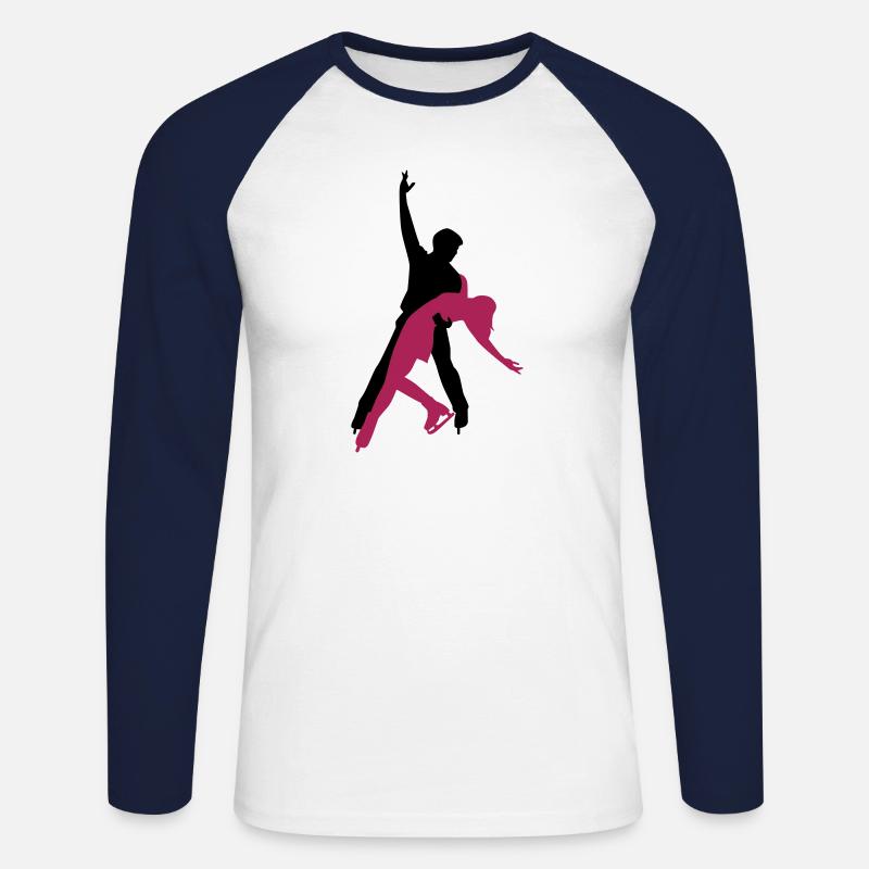 Eiskunstlauf - Unisex Baseballshirt langarm - Weiß/Navy