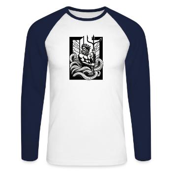 Zeus SW - Unisex Baseballshirt langarm - Weiß/Navy - Vorne - Nik (191cm)