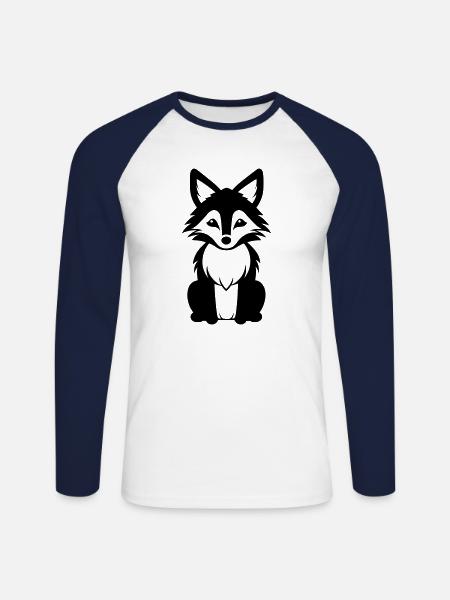 Renard - T-shirt baseball manches longues Homme - blanc/marine
