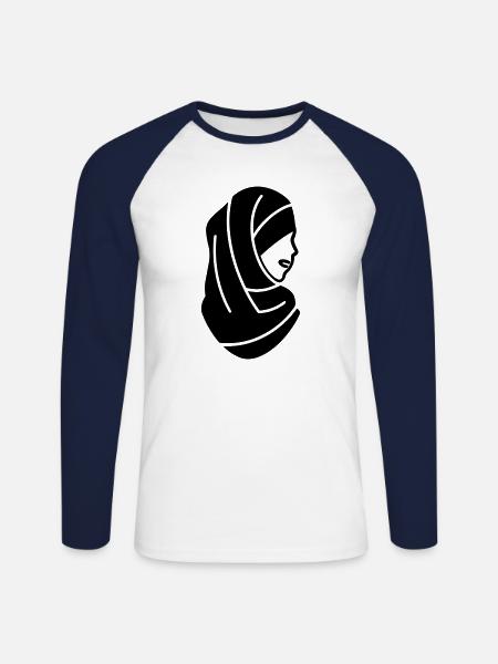 Hijab Kopftuch Muslimische Frau - Unisex Baseballshirt langarm - Weiß/Navy