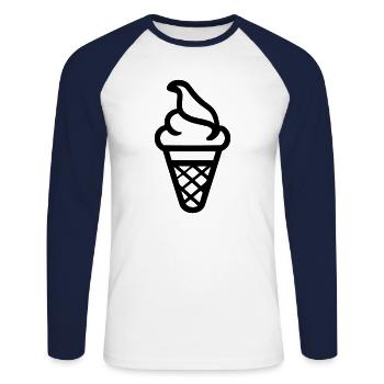 Eis - Unisex Baseballshirt langarm - Weiß/Navy - Vorne - Nik (191cm)