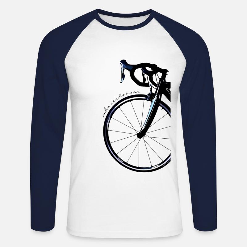ohne Auto - Unisex Baseballshirt langarm - Weiß/Navy