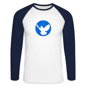Dove of Peace - blue - Unisex Baseballshirt langarm - Weiß/Navy - Vorne - Nik (191cm)