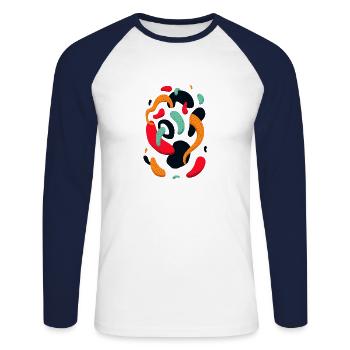 Abstract - Unisex Long Sleeve Baseball T-Shirt - white/navy - Front - Nik (191cm)