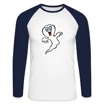 fantome 2 - T-shirt baseball manches longues Homme - blanc/marine - Devant - Nik (191cm)