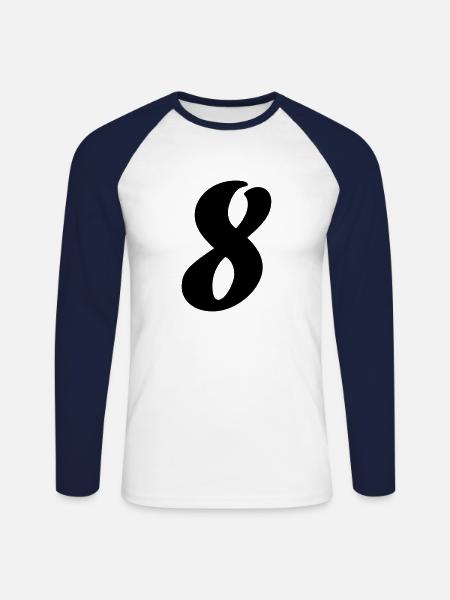 8 - Unisex Baseballshirt langarm - Weiß/Navy