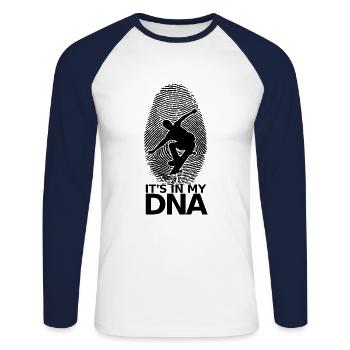Skateboarder Skateboard Skater Skate Skateing DNA - Unisex Long Sleeve Baseball T-Shirt - white/navy - Front - Nik (191cm)