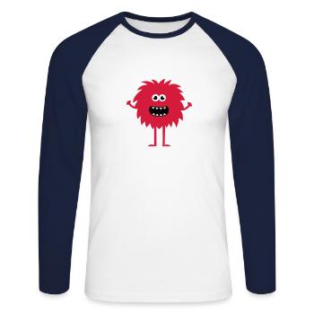 Funny Cute Monster - Unisex Long Sleeve Baseball T-Shirt - white/navy - Front - Nik (191cm)
