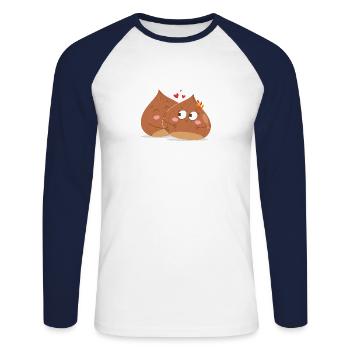 braun verliebt - Unisex Baseballshirt langarm - Weiß/Navy - Vorne - Nik (191cm)