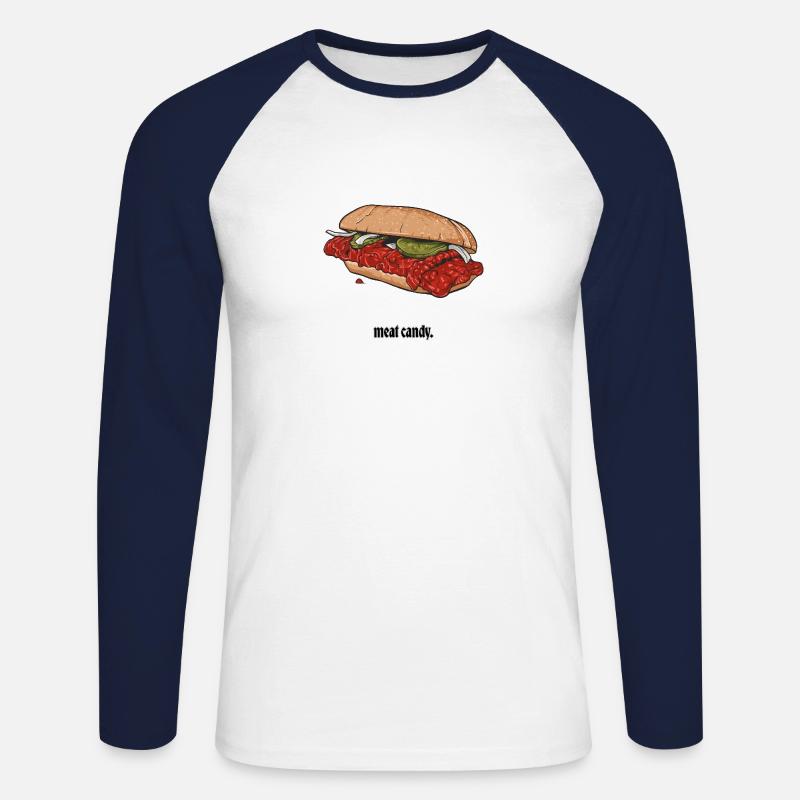 BBQ // Illustration - Unisex Baseballshirt langarm - Weiß/Navy