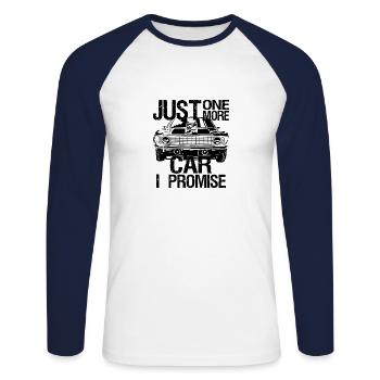 Just one more car - Unisex Long Sleeve Baseball T-Shirt - white/navy - Front - Nik (191cm)