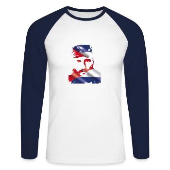 Castro - T-shirt baseball manches longues Homme - blanc/marine - Devant - Nik (191cm)