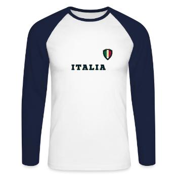 ITALIA - Unisex Long Sleeve Baseball T-Shirt - white/navy - Front - Nik (191cm)