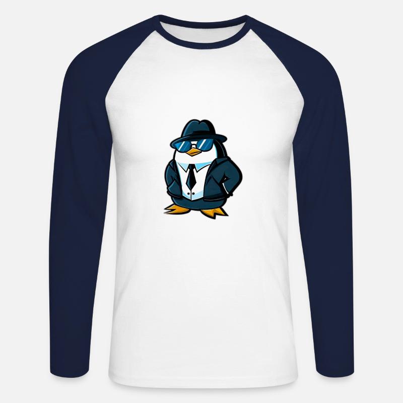 Pinguin - Unisex Baseballshirt langarm - Weiß/Navy